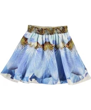 Molo girls blue multi barbera blue petals elastic waist skirt sz 11-12y