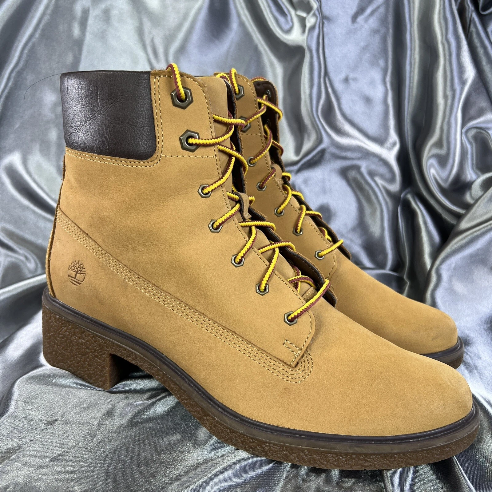 Timberland stivali donna 9 5 Brinda 6 pollici grano nabuk stringati con tacco A1KLL