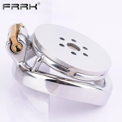 Metal Chastity Cage Permanent with Binding PU Belt Pressure Release New Small - Picture 19 of 52