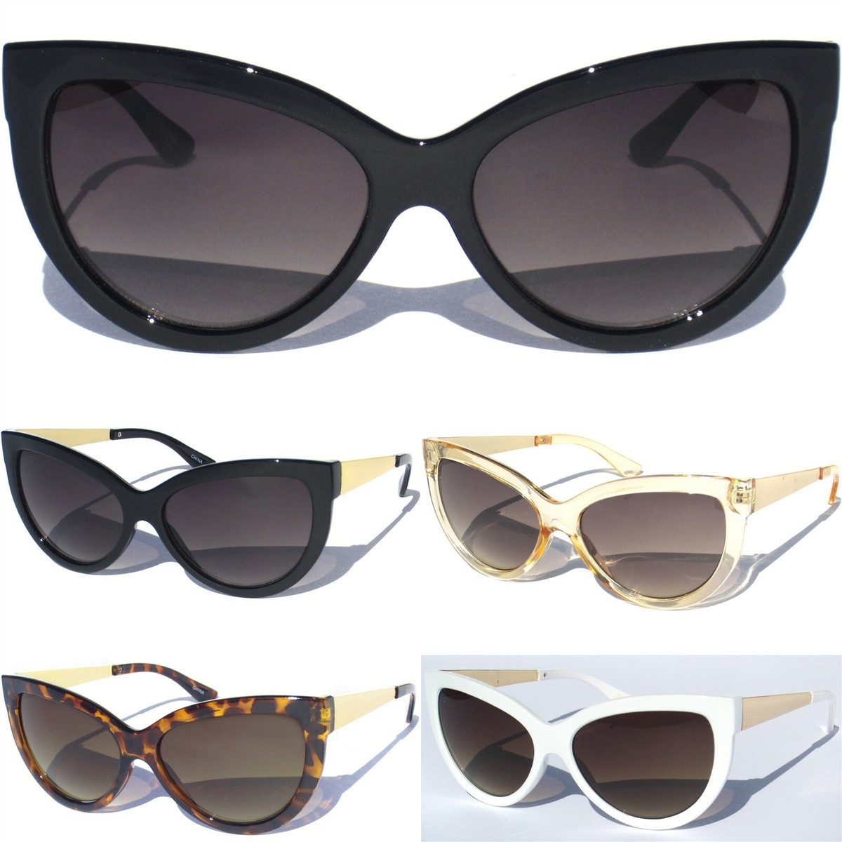 リピート専用 WOMEN'S CAT EYE SUNGLASSES Large Front Bold Design Sunglasses