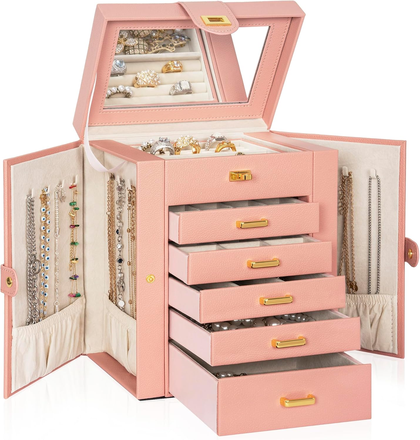 Stylish Functional Leather Jewelry Organizer Box for Women-image