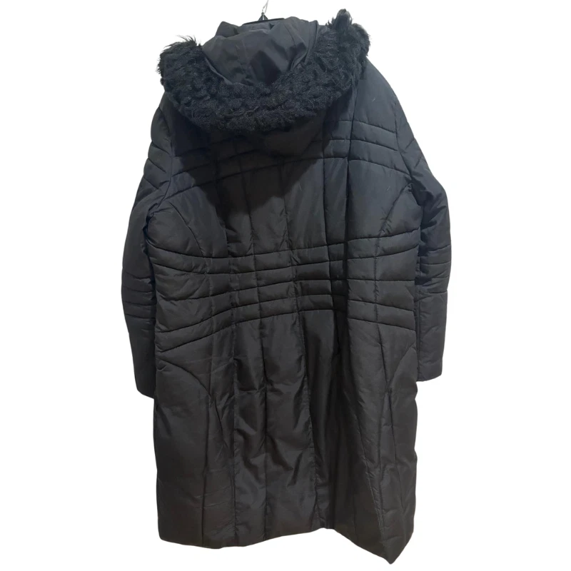 Abrigo acolchado negro para mujer Calvin Klein con capucha ribete de piel sintética 2XL Foto 4 de 4