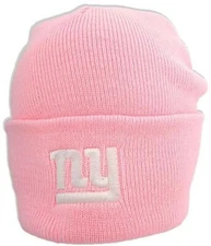 NY GIANTS NFL ADULT EMB. LOGO PINK KNIT BEANIE HAT  FREE SHIP