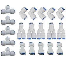 20Set 1/4" OD Quick Connect Push In Water Tube Fitting Y+T+I+L Type Combo Lemoy
