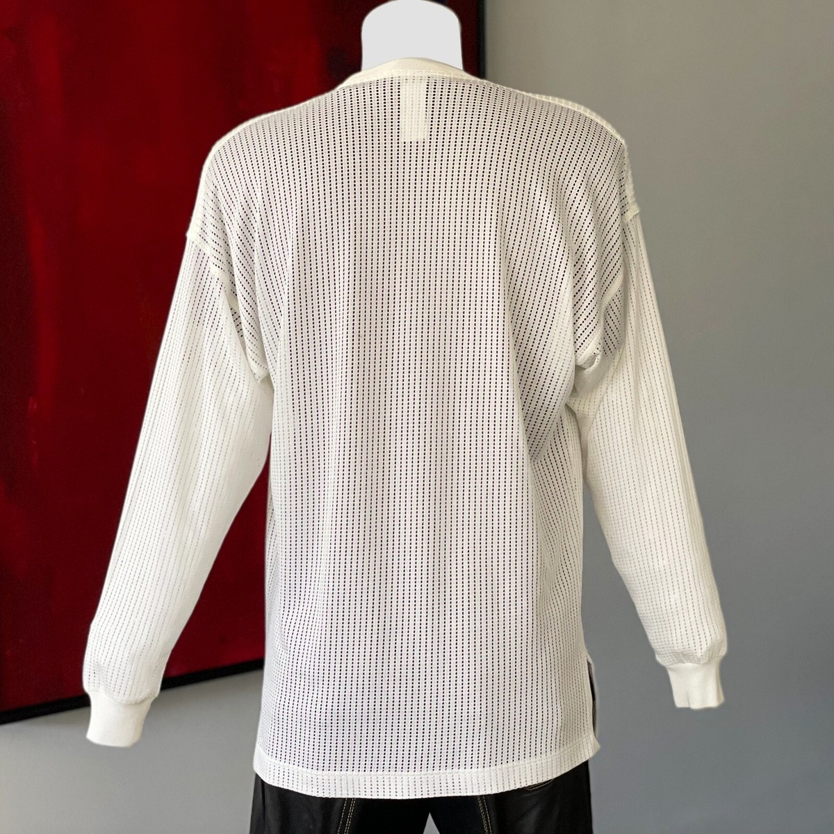 GIANNI VERSACE white mesh t-shirt w/ long sleeves size IT 46