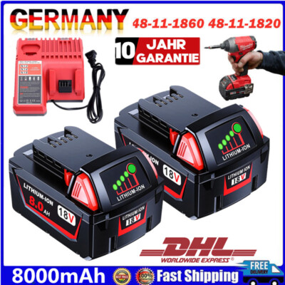 8AH Für Milwaukee Ersatzakku M18B6 18V XC 6,0Ah 9.0Ah 18V Li-Ion M18 48-11-1860