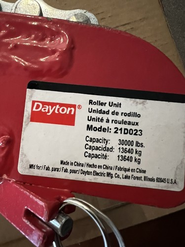 Dayton 21D023 Roller Unit 33,000 Lb