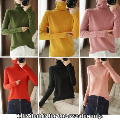 Damen Strickpulli Slim Strick Rollkragen Pullover Kunst Kaschmir Pulli