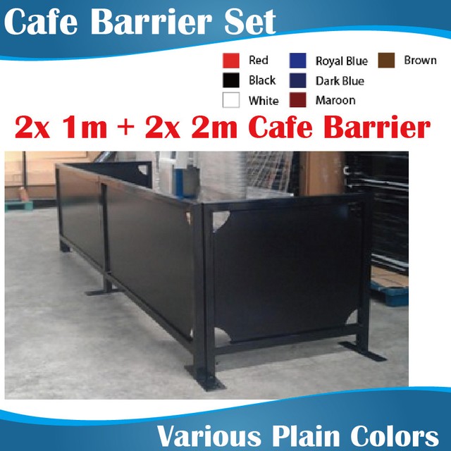 Cafe Barrier Set 2x2m+2x1m Coffee Barriers with plain color banners