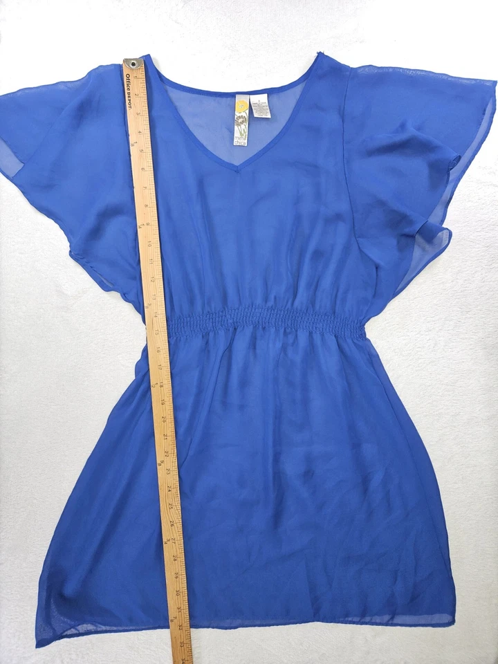 Vestido Mimi Chica Mujer Pequeño Azul Mini Transparente Encubrimiento Cintura Elástica Flutter Foto 3 de 4