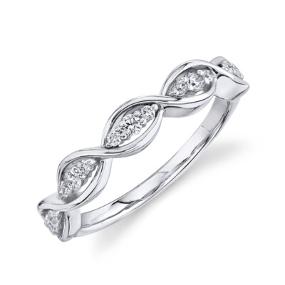 14K Weißgold Diamant Infinity Twist Ring Jubiläum Zopfband Damen 0,23 ct