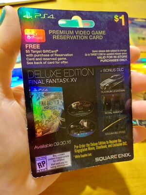 PS4 Final Fantasy XV Deluxe Premium Pre Order Target Collectible Card