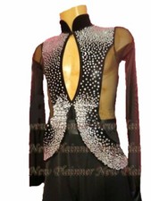 M401 M size Ballroom Men Latin Salsa Dance Competition Shirt Black Sleeve