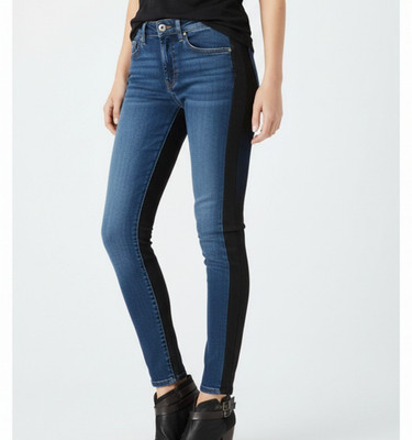 Rag & Bone Jekyll Lamb Leather Suede Jeans in Essex Women 28 Blue Black Designer