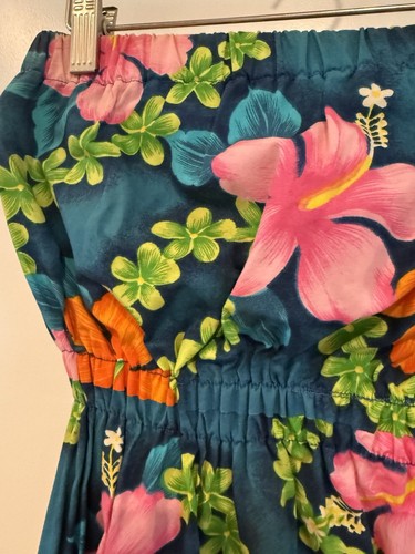 Vestido Hawaiano Sunshine Hawaii Sherry Holt Talla 0/Pequeño Sin Tirantes Floral Volantes - Imagen 3 de 11
