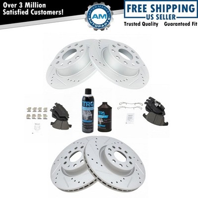 Front & Rear Ceramic Brake Pad & Performance Rotor Kit w/Fluids