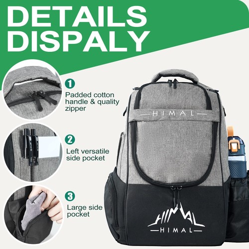 Disc Golf Bag Holds 22+ Discs, Durable Disc Golf Backpack with Large Capacity... - Picture 2 of 7