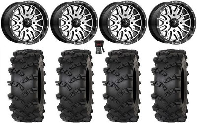 MSA Brute 15'' Wheels Machined 35'' Outlaw M/T Tires Kawasaki Mule Pro FXT KRX /