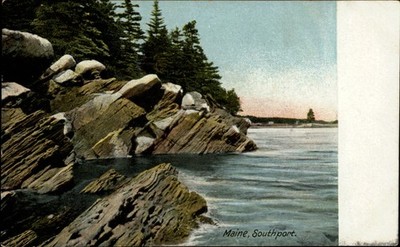 Southport Maine shore rock formations c1905 UDB unused vintage postcard