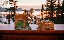 Hand Painted Ceramic Moose Couple Salt & Pepper Shakers, Home Décor, Gift for He