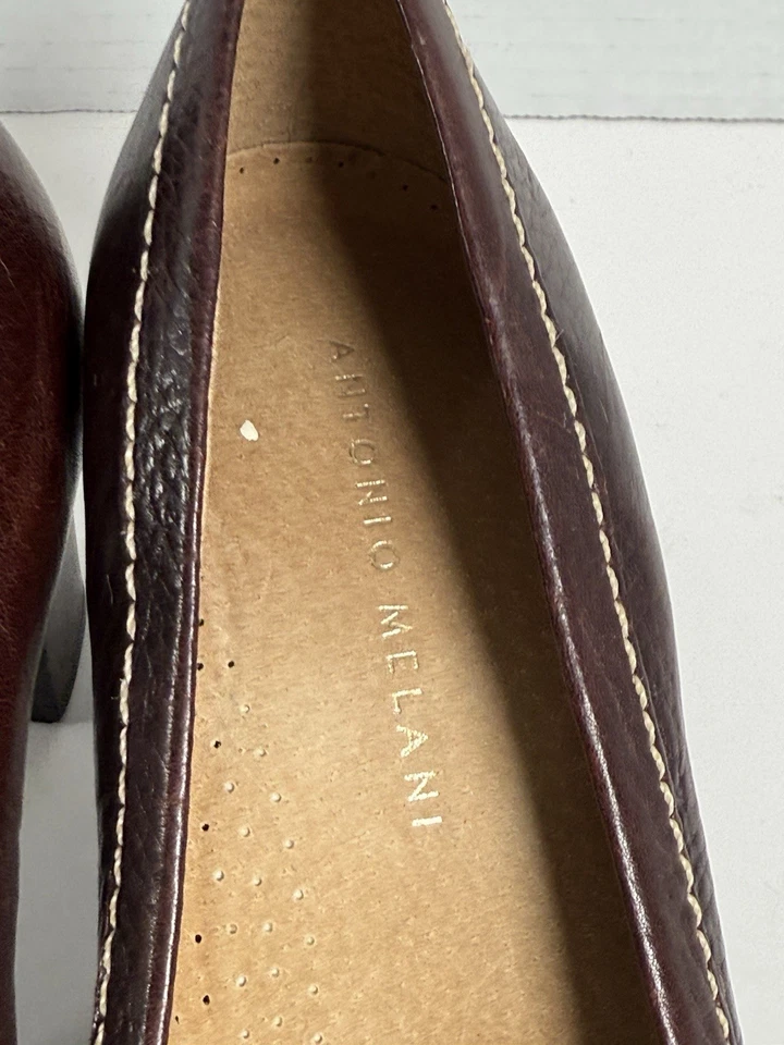 Mocasín de Tacón Antonio Melano Mujer Talla 8 Cuero Marrón Bloque Academia Foto 3 de 4