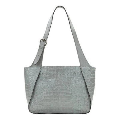 Patricia Nash Billings Croco-Embossed Leather Shopper Tote - Formal Gray - NWT