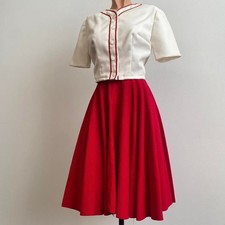 1940s cherry red corduroy circle skirt