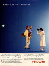 HITACHI NIKKEI Vintage Print Ad Poster 8mm Video Camera Family Electronics 1980s