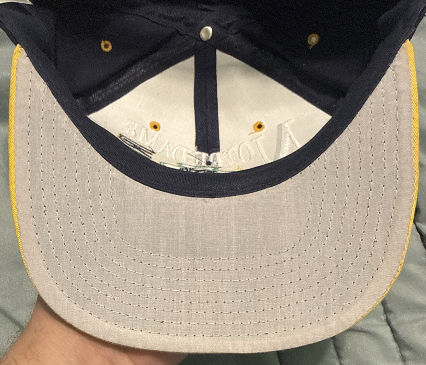 VTG 90s Notre Dame Fighting Irish Drew Pearson SnapBack Hat Embroidered EUC Rare image 9
