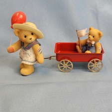 Cherished Teddies CT993 1999 Members Only Figurine Bear Pulling Wagon w Box