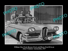 OLD POSTCARD SIZE PHOTO OF THE FORD FAMILIY IN THE FORD EDSEL CITATION c1957