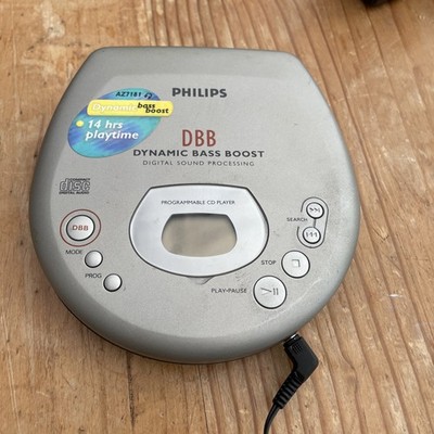 Philips AZ7182 Grey Portable CD Player Bass Boost TESTED WORKING USED 