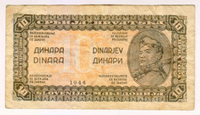 1944 Yugoslavia 10 Dinara WW2 TITO Partizan Paper Money Banknotes3