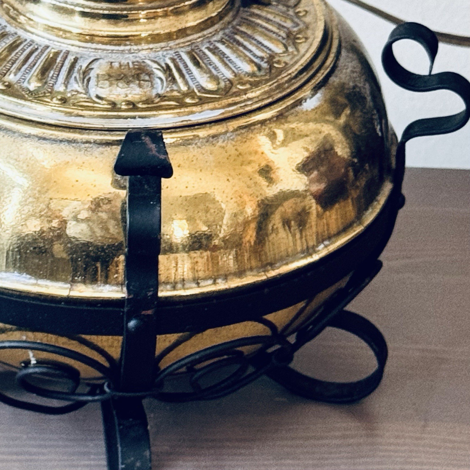 1800s THE B&H Electrified Brass/Iron Scroll GWTW Oil Lamp Bradley Hubbard 15”