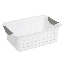 Sterilite White Small Ultra Basket Durable Plastic Storage Organizer, 12 Pack