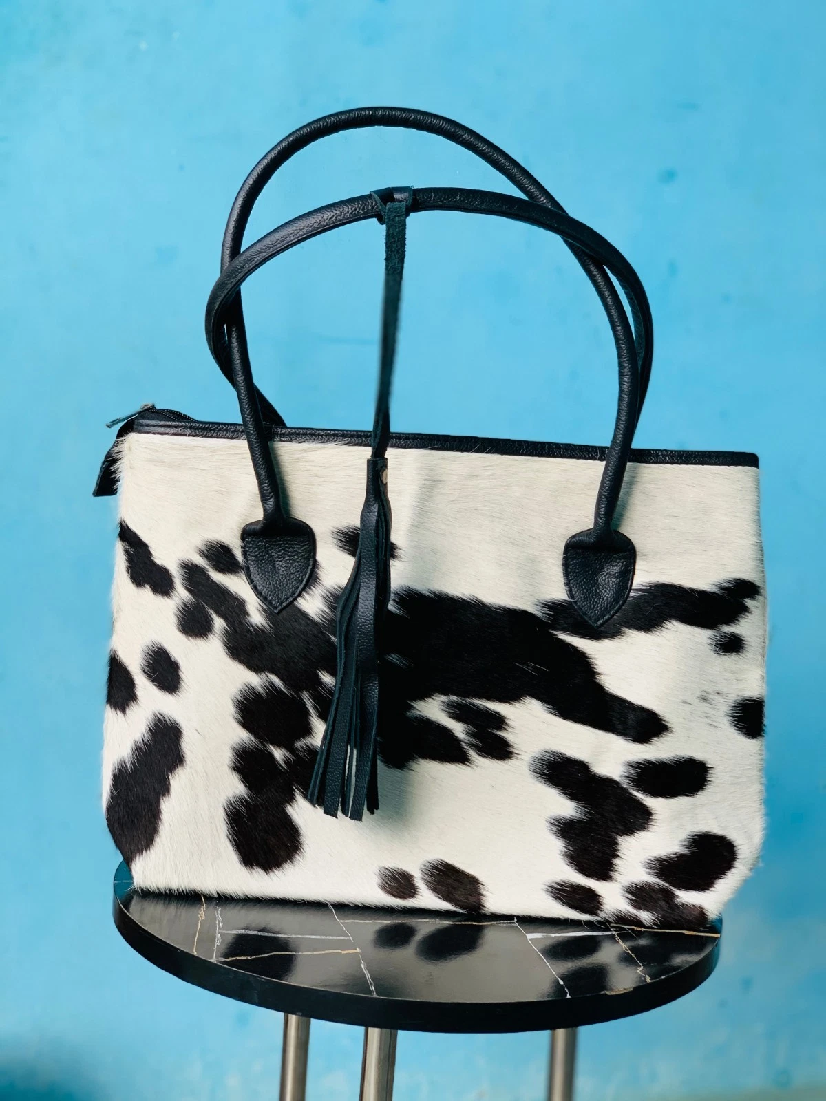 Genuine Cowhide Leather Handbag Real Hair On Fur Western Chic Leather Tote Bag