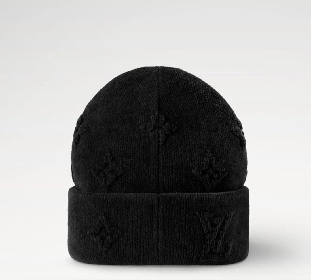 Authentic Louis Vuitton Navy Knit Beanie Logo Hat Mens Wool Cap w