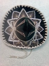 VTG Pigalle Sombrero Mexico Mariachi Hat Green Velvet Silver Youth Kid NEW