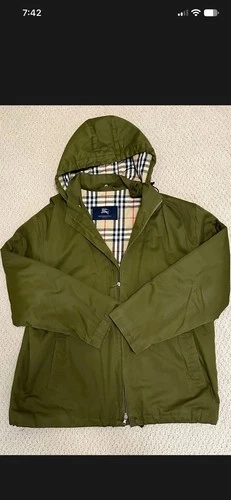Burberry London Men's Jacket Very Beautiful Olive Green Hooded Coat Size XXL video thumbnail