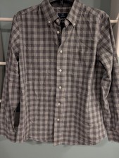 Mens George Classic Fit Pocket Gray Checker Button Down Shirt Medium 38-40