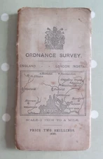 ANTIQUE ORDNANCE SURVEY MAP LONDON NORTH WHITE COVER EDITION CLOTH 1912