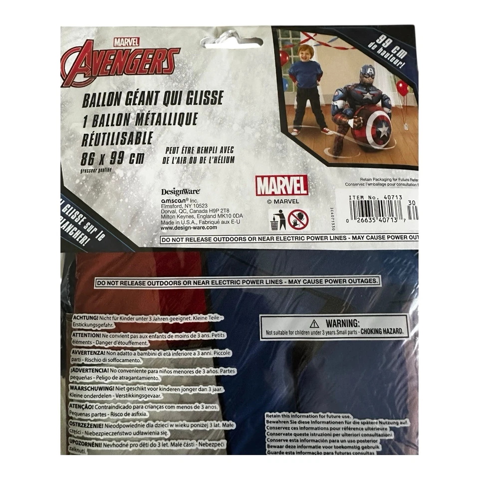 Marvel Vengadores Capitán América Gigante Deslizamiento 39 pulgadas Globo Airwalkers Foto 4 de 4