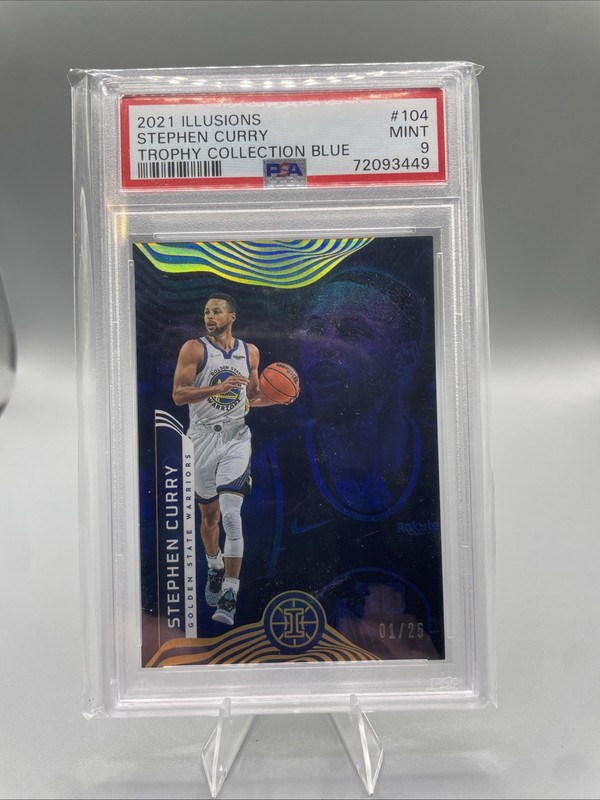 2021 PANINI ILLUSIONS TROPHY COLLECTION BLUE #104 STEPHEN CURRY PSA 9 01/25