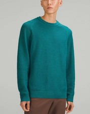 Lululemon Textured Knit Crewneck Sweater In Green Jasper Size Large M3DQBS