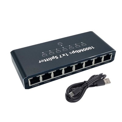 RJ45 Gigabit Ethernet Splitter 1000Mbps 1 to 7 Out LAN Network Adapter for PC