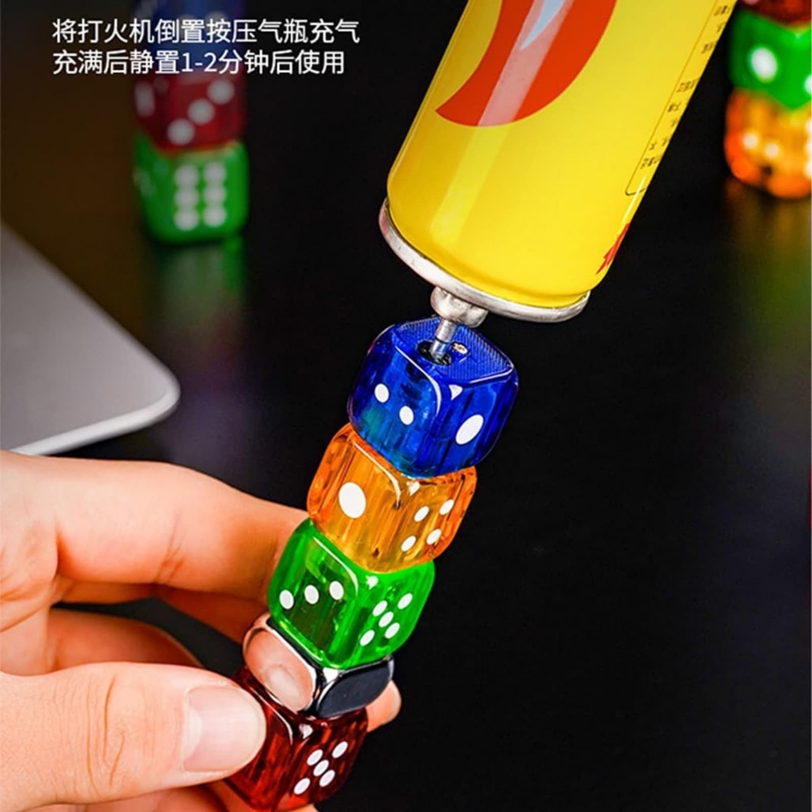 Dice Lighter With Windproof Multicolour LED Light  Refillable Cool  Gadget 