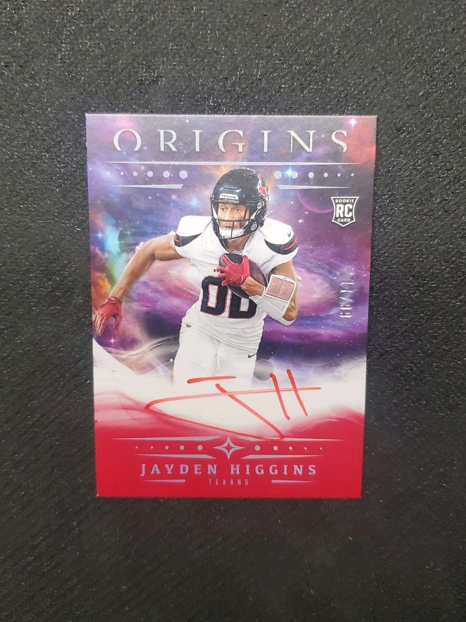 2025 Panini Origins - Rookie Autographs Jayden Higgins #RA-JHI Red /99 (AU, RC)