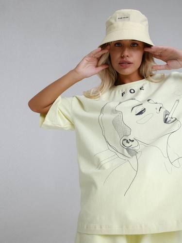 Woman's T-shirt Oversize Natural Cotton Author's Prints Size XS-L NEW white - Picture 3 of 8