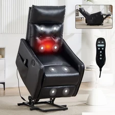 Massage Heat Power Lift Recliner Chair for Elderly Small Space USB Ports Black 