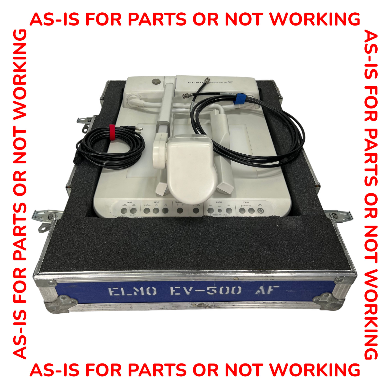 Elmo EV-500AF Visual Presenter Document Video Projector w Case 4 Parts or Repair